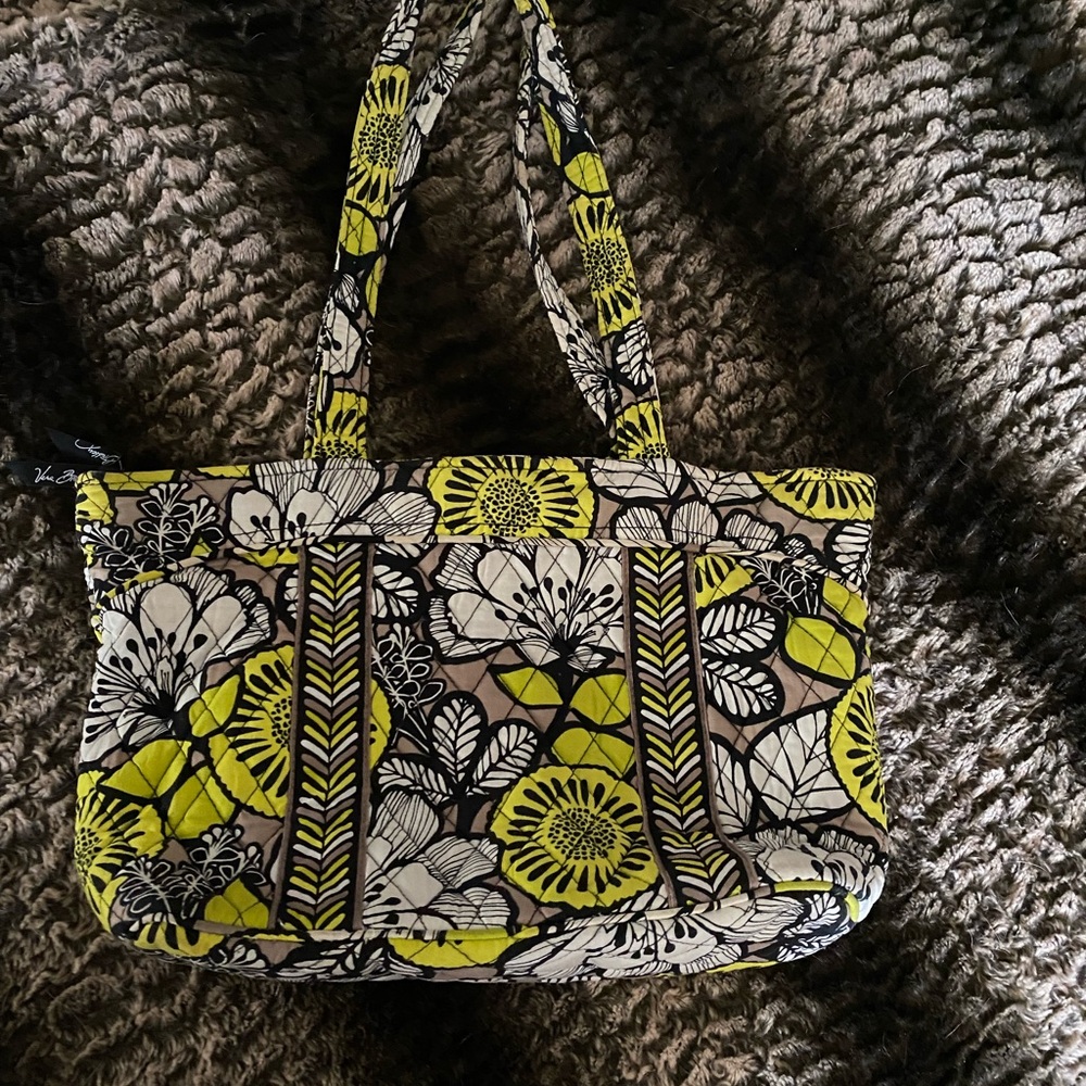 Vera Bradley Citron Purse Retired Pattern Yellow White Floral Quilted Bag Tote